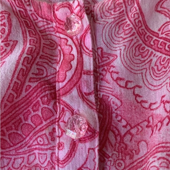 Jones New York Tunic Blouse Boho long Sleeve paisley pink cotton light Women’s L - Picture 12 of 14